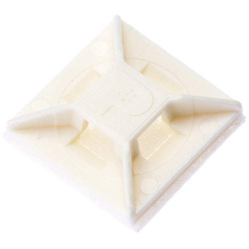Panduit ABM1M-A-C Adhesive Backed Cable Tie Mount, 4-Way Mount, Pre-Installed Adhesive, Indoors Environment, Nylon 6.6, Rubber Mounting Method, White (Pack of 100) by Panduit