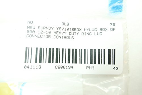 Box of 500 New BURNDY YAV10T3 HYLUG 12-10 Heavy Duty Ring Terminal D608194