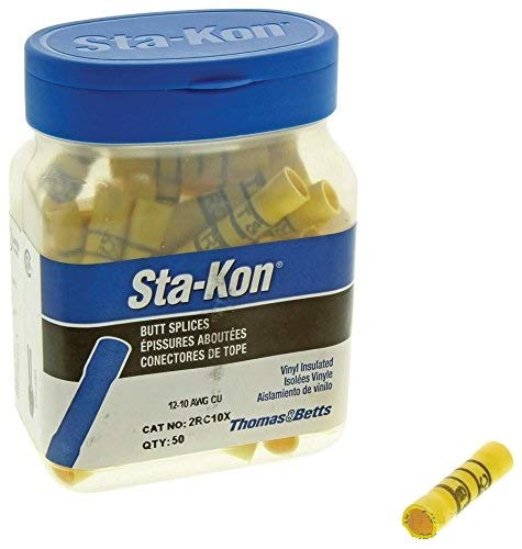 2RC10X - Butt Splice, Yellow, Sta-Kon RC Series, 12 AWG, 10 AWG, Vinyl (2RC10X)