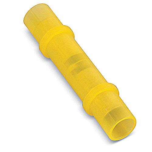 2RCC Nylon-Insulated Aircraft Splice, Length 1.54 Inches, Width .35 Inches, Wire Range #12-#10 AWG, Color Yellow, Copper, Tin Plated
