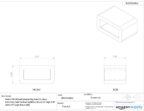 Panduit CR4H-M Closed Connector Ring, Nylon 6.6, Indoors Environment, Cable Ties Mounting Method, Natural, 0.3" Height, 0.36" Width, 0.57" Length (Pack of 1000)