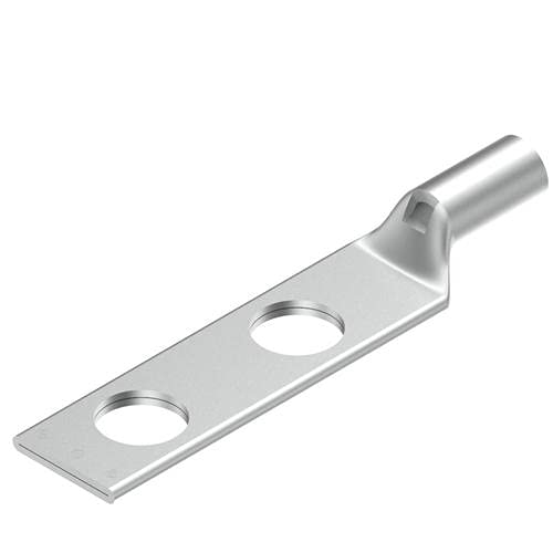 Burndy YAV10-2TC14 Two Hole Hylug Code Conductor Standard Barrel Copper Compression Terminal, #14-10 Str., #12-10 Sol. Conductor, 1/4" Stud Hole Size, 5/8" Stud Hole Spacing, 0.47" Tongue Width, 1.84" Length