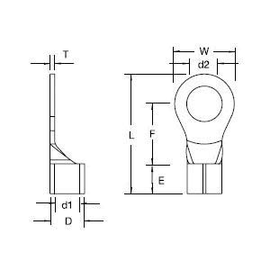 Sta-Kon B87 B Series Non-Insulated Ring Terminal, 18 to 14 AWG Conductor, 3/4 in L, Serrated Barrel, Copper, Metallic