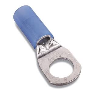 THOMAS & BETTS RE6-14 Terminal, Ring Tongue, 1/4IN, Crimp Blue