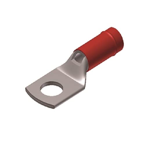 Burndy YAEV8C-L14 Box Insulug Nylon Insulated Ring Tongue Terminal, 8 Wire Range, 0.41" Width, 1.4" Length, 6-8 Stud Size (Pack of 50)