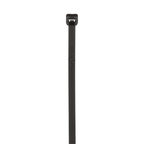 Panduit PLT2S-M120 Pan-Ty Cable Tie, Weather Resistant Nylon 12, Standard Cross Section, Curved Tip, 40lbs Min Tensile Strength, 1.88" Max Bundle Diameter, 0.052" Thickness, 0.19" Width, 7.4" Length, Black (Pack of 1,000)