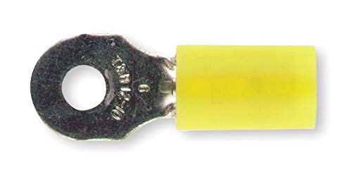 Sta-Kon Ring Terminal, Yellow Nylon, Overlapped Seam, 12 to 10 AWG, 50 PK - RC10-6