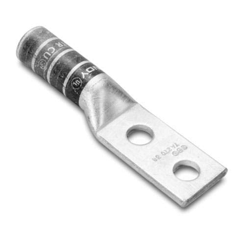 BURNDY HYLUG YA-2TC 2-Hole Compression Lug Without Inspection Window, 6 AWG Copper Conductor, Die Code 49, 1/4 in Stud