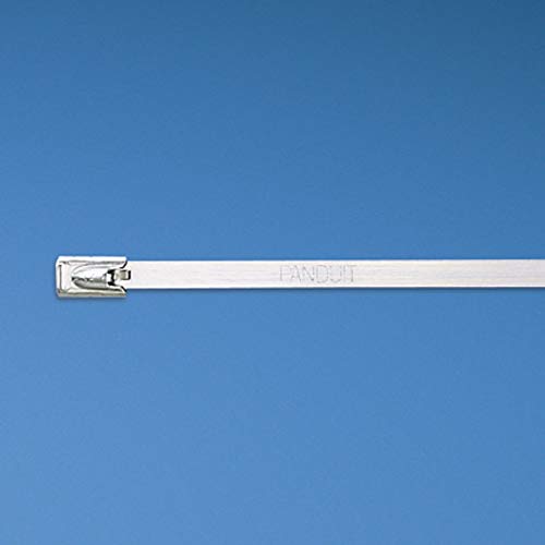 Panduit MLT2S-CP Pan-Steel Self-Locking Cable Tie, General Purpose, Standard Cross Section, AISI 304 Stainless Steel, 2.0" Max Bundle Diameter, 0.50" Min Bundle Diameter, 200lbs Min Tensile Strength, 0.010" Thickness, 0.18" Width, 7.9" Length (Pack of 100