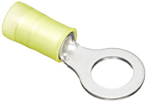 Panduit PN10-56R-L Ring Terminal, Nylon Insulated, 12 - 10 AWG Wire Range, 5/16 Stud Size, Yellow, 0.04 Stock Thickness, 0.225 Max Insulation, 0.52 Terminal Width, 1.21 Terminal Length, 0.33 Center Hole Diameter (Pack of 50) by Panduit