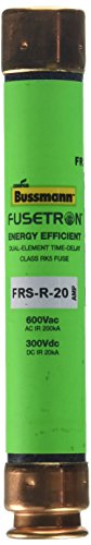 Bussmann FRS-R-20 Tron FRS-R Energy Efficient Non-Indicating Time Delay Fuse, 600 Vac/300 Vdc, 20 A , Green
