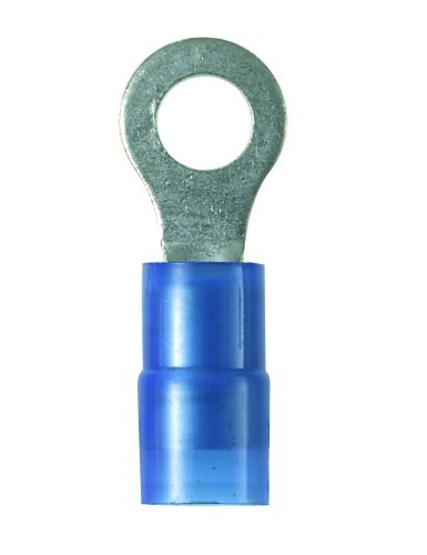 Panduit PN14-10R-C Ring Terminal, Nylon Insulated, 18 - 14 AWG Wire Range, #10 Stud Size, Blue, 0.03 Stock Thickness, 0.162 Max Insulation, 0.31 Terminal Width, 0.85 Terminal Length, 0.2 Center Hole Diameter (Pack of 100) by Panduit