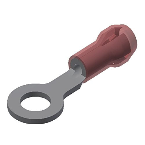 Burndy YAE18G43 Box Insulug Nylon Insulated Ring Tongue Terminal, 22-16 Wire Range, 0.25" Width, 0.9" Length, 4-6 Stud Size (Pack of 100)