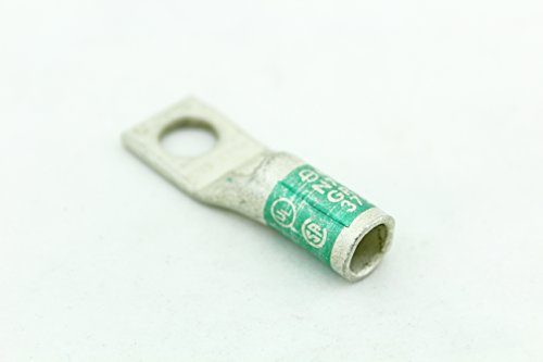 BURNDY YA1CL4-BOX #1 Awg Lug 1Hole, Std Barrel, 3/8" Bolt, Green W/Peep (1 ea)