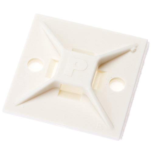 ABM2S-A-C, The 4-Way Adhesive Backed Cable tie Mount in White is Mounted with Rubber Adhesive Tape. It is 1" Long x (25 Items)