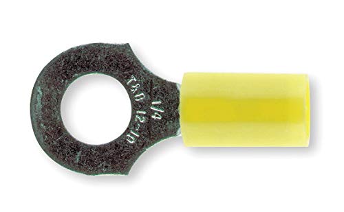 Sta-Kon Ring Terminal, Yellow Nylon, Overlapped Seam, 12 to 10 AWG, 50 PK - RC10-14