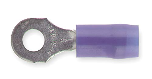 Sta-Kon Ring Terminal, Blue Nylon, Overlapped Seam, 18 to 14 AWG, 100 PK - RB14-6