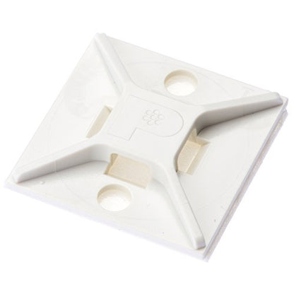 Panduit ABM2S-AT-C Cable Tie Mount, Adhesive Backed, High Temperature, 4-Way Mount, ABS, White