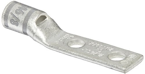 Burndy YAV4C-L2NT10-FX Two Hole Hylug Flex Conductor Standard Barrel, 91/24, 105/24, 4 Weld, 4 AWG Conductor, 1.95" Length, 10 Stud Hole Size, 0.41" Tongue Width
