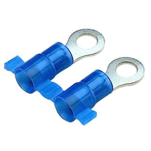 Panduit PN14-6R-3K Reel Smart System Ring Terminals, Nylon Insulated, Non-Funnel Entry, 16 - 14, AWG Wire Range, Blue, #6 Stud Size, 0.03" Stock Thickness, 0.162" Max Insulation, 0.31" Width, 0.15" Center Hole Diameter, 0.86" Length (3000 Pieces Per Reel)