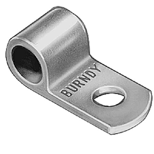 Burndy YBM2C-L Hylug Flag Ring Tongue Terminal, 2 Flex - 2 Code Wire Range, 0.62" Width, 1.35" Length, 3/8 Stud Size (Pack of 100)