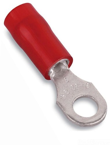 Stakon RA18-10 Ring Terminal, Standard, Nylon Insulated, 0.89-Inch Length by 0.31-Inch Width, Red, 100-Pack