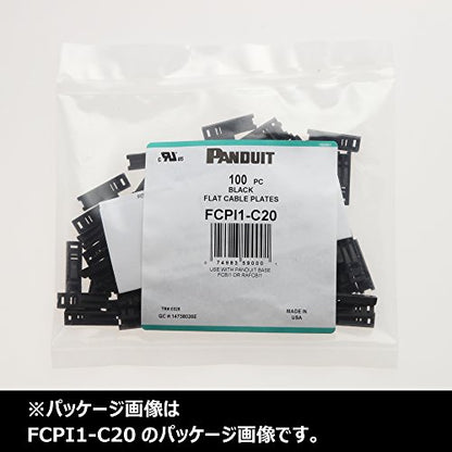 Panduit FCPI1-C20 Flat Cable Mounting System, FCB Base, FCPI Plate, Nylon 6.6, Cable Ties Mounting Method, Black, 1.04" Max Flat Cable Width, 0.2" Height, 0.38" Width, 1.29" Length (Pack of 100)