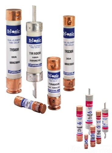 Mersen TRS-R Tri-Onic Time-Delay/Class RK5 Fuse, 600VAC/600VDC, 200kA AC/100kA DC, 400 Ampere, 2-9/16" Diameter x 11-5/8" Length