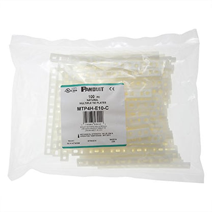 Panduit MTP4H-E6-C Multiple Tie Plate, 4 Bundle, M-H Ties, #6 Screw (100-Pack)