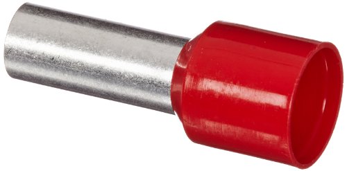 Panduit FSD83-18-C Insulated Ferrule, Single Wire DIN End Sleeve, 8 AWG Wire Size, Red, 0.3" Max Insulation, 7/8" Wire Strip Length, 0.18" Pin ID, 0.71" Pin Length, 1.06" Overall Length (Pack of 100)