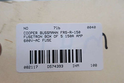 BOX OF 5 COOPER BUSSMANN FRS-R-150 FUSETRON 150A AMP 600V-AC FUSE D574393
