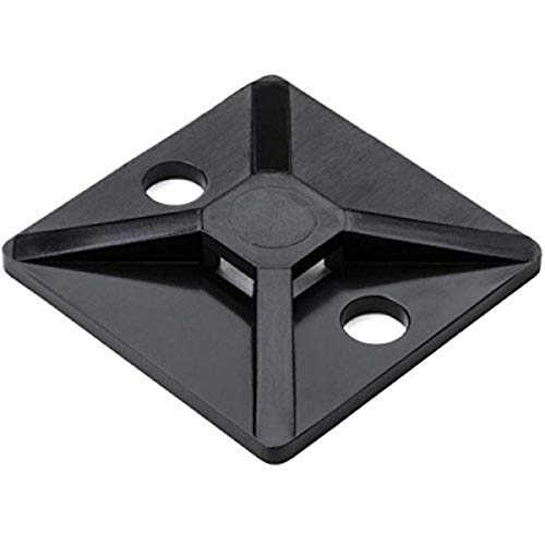 Hellermann Tyton North America MB40C2 Screw Fastened Bases, .18" Max Tie Width, .18" Hole Diameter, 1.12" Length/Width, PA66, Black, 0.19" Height, 1.1200000000000001" Width, 1.1200000000000001" Length (Pack of 100)