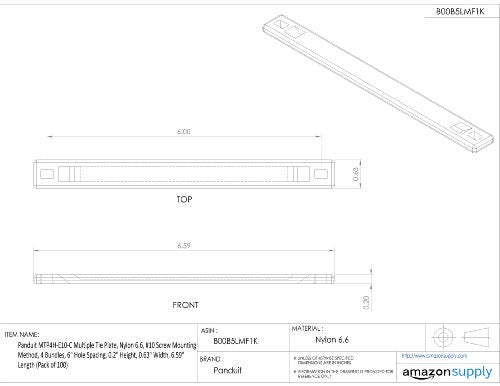 Panduit MTP4H-E6-C Multiple Tie Plate, 4 Bundle, M-H Ties, #6 Screw (100-Pack)