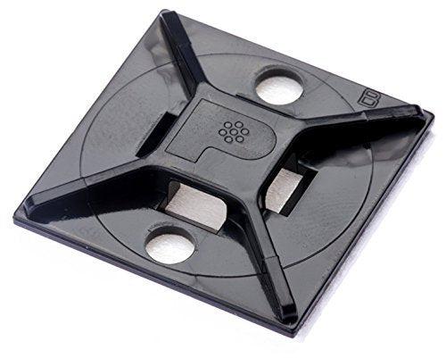 ABM2S-AT-C0, The 4-Way Adhesive Backed Cable tie Mount in Black is Mounted with Acrylic Adhesive Tape. It is 1" Long x (25 Items)