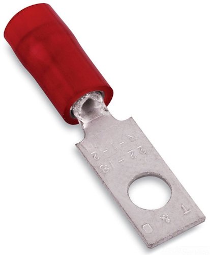 Stakon RA484 Ring Terminal, Standard, Rectangle, Nylon Insulated, 1.015-Inch Length by 0.24-Inch Width, Red, 1000-Pack