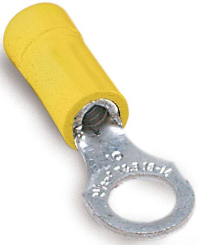 Stakon 10RC-14 Ring Terminal, Standard, Vinyl Insulated, 1.16-Inch Length by 0.5-Inch Width, Yellow, 50-Pack