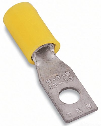 Stakon RC484 Ring Terminal, Standard, Rectangle, Nylon Insulated, 1.203-Inch Length by 0.24-Inch Width, Yellow, 500-Pack