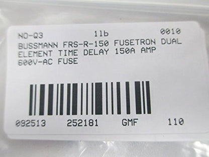 BUSSMANN BUSS FRS-R-150 CLASS RK5 TIME DELAY DUAL ELEMENT 150A 600V FUSE B226483