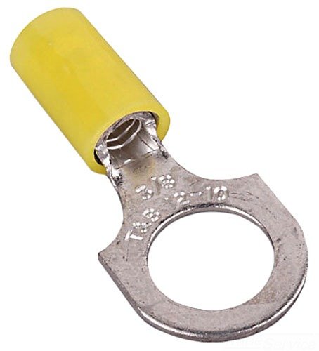 Stakon RC10-10 Ring Terminal, Standard, Nylon Insulated, 1-Inch Length by 0.37-Inch Width, Yellow, 50-Pack