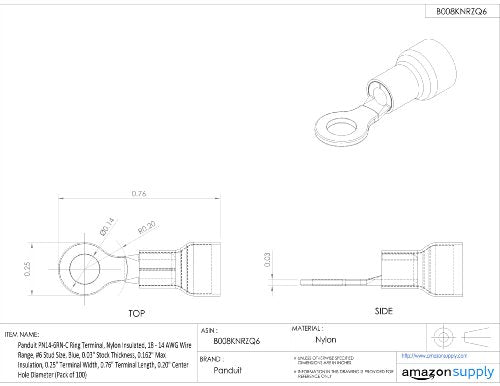 Panduit Ring Terminal, Narrow Tongue, Nylon Insulated