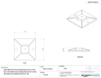 Panduit ABM2S-AT-C0 Cable Tie Mounts - Adhesive Backed (Pack of 100)