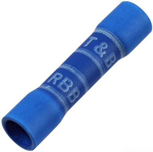 Stakon 2RB14X Butt Splice Connector, Expanded Vinyl Insulated, 0.26-Inch Diameter by 1.13-Inch Length, Blue, 100-Pack