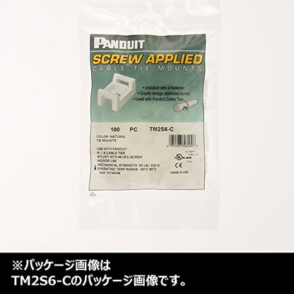 Panduit TM2S6-C Cable Tie Mount, Screw Applied, #6 Screw Mounting Method, 0.29" Counterbore Diameter, 0.28" Height, 0.43" Width, 0.63" Length (Pack of 100)