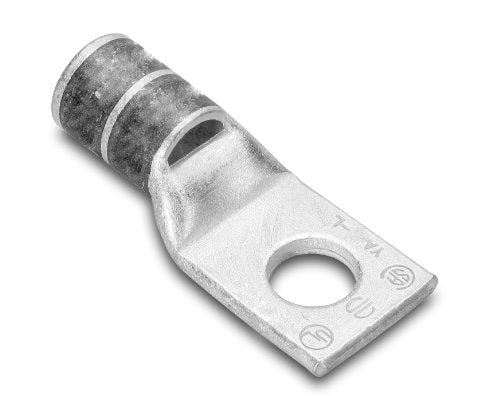 Burndy YA2CL-BOX One Hole Hylug Code Conductor Standard Barrel Copper Compression Terminal, 2 AWG Conductor, 5/16" Stud Hole Size, 0.61" Tongue Width, 1.93" Length