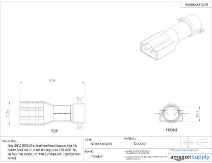 Panduit DNF10-250FIB-2K Reel Smart System Female Disconnects, Nylon Fully Insulated, Funnel Entry, 12 - 10 AWG Wire Range, Yellow, 0.250 x 0.032 " Tab Size, 0.220 " Max Insulation, 0.35" Width, 0.23" Height, 0.96" Length (2000 Pieces Per Reel)