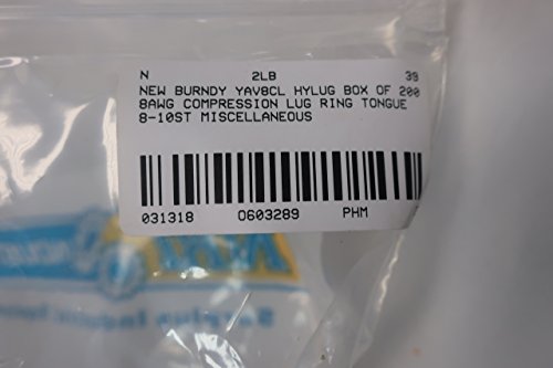 Box of 200 New BURNDY YAV8CL HYLUG 8AWG Compression Lug Ring Tongue D603289