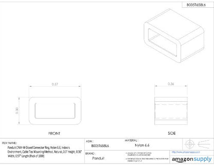 Panduit CR4H-M Closed Connector Ring, Nylon 6.6, Indoors Environment, Cable Ties Mounting Method, Natural, 0.3" Height, 0.36" Width, 0.57" Length (Pack of 1000)