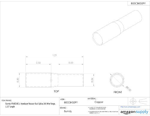 Burndy YRV6CV8C-L Hyreducer Reducer Butt Splice, 8-6 Wire Range, 1.21" Length