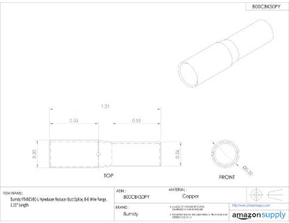 Burndy YRV6CV8C-L Hyreducer Reducer Butt Splice, 8-6 Wire Range, 1.21" Length