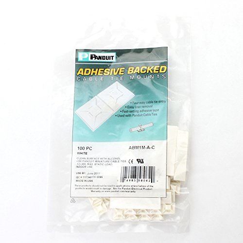 Panduit ABM1M-A-C 4-Way Adhesive Backed Nylon Cable Tie Mounts (100 Pack)